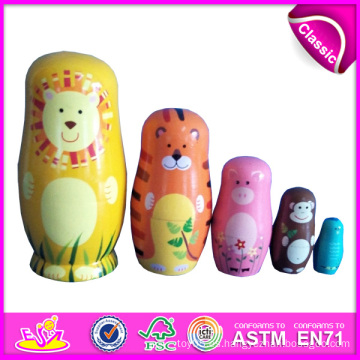 Muñecas de madera coloridas de 2014 jerarquías de la jerarquía para los niños, muñeca linda de la jerarquía de Rusia para los niños, muñeca de la jerarquía de Rusia Matryoshka para la fábrica W06D039 del bebé